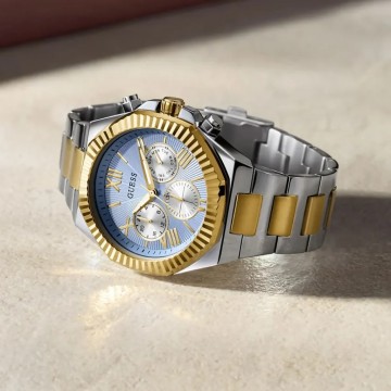 Gw0703g3 guess watch men blue dial metal stainless steel silver gold strap quartz battery analog equity12 1024x1024