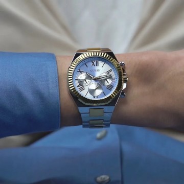 Gw0703g3 guess watch men blue dial metal stainless steel silver gold strap quartz battery analog equity6 1024x1024