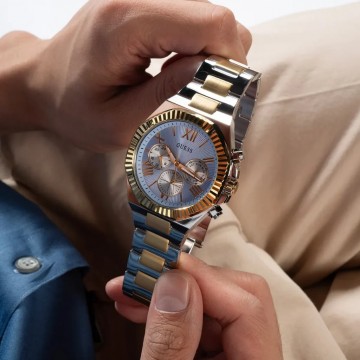 Gw0703g3 guess watch men blue dial metal stainless steel silver gold strap quartz battery analog equity9 1024x1024